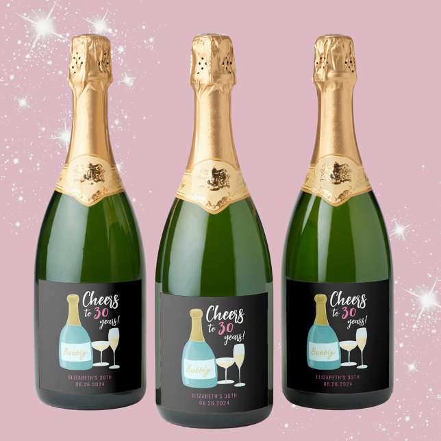 Anima-se a 30 anos de aniversário de 30 anos de es (Cheers to 30 years, 30th birthday party bottle labels)