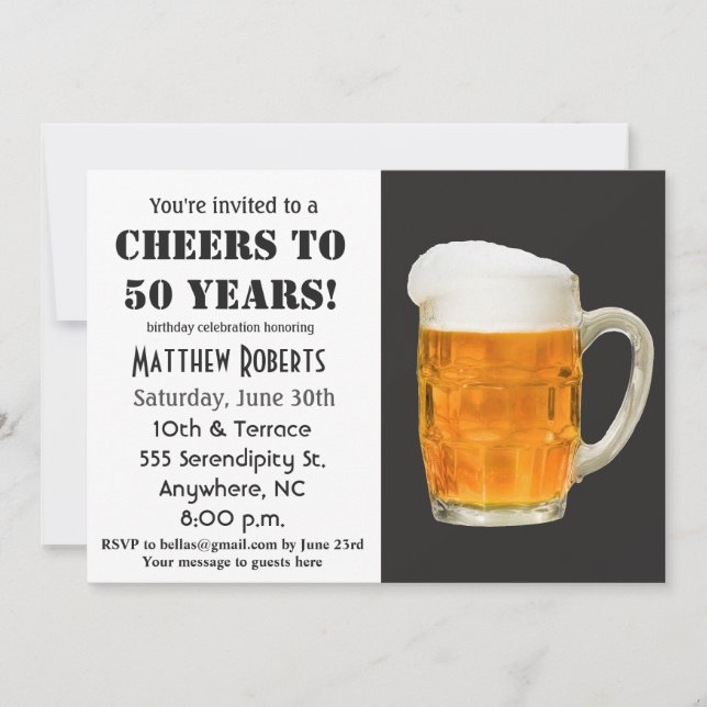 Anima-se a 50 anos 50.º Convite de Aniversário (Frente)