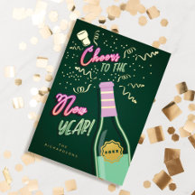 Animação ao Ano Novo Retrô Garrafa de Vinho Neon