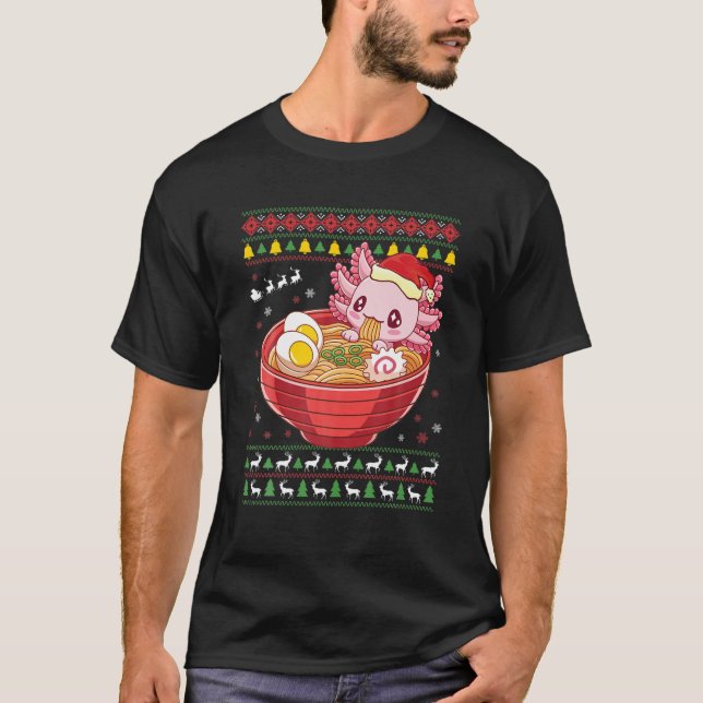 Animação Feia, Suéter De Natal Kawaii Axolotl Come (Frente)