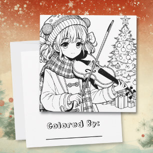 Animadora Tocando a Página de Coloração de Natal d