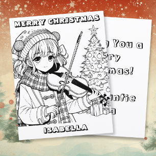 Animadora Tocando a Página de Coloração de Natal d
