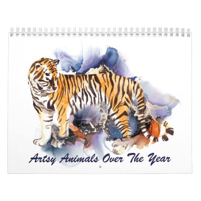Animais Artísticos em Aquarela e Calendário de Tin (Capa)