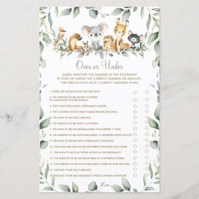 Animais australianos Chás de fraldas sobre ou sob  (Frente)