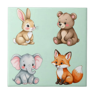Animais Bebês Adoráveis da Floresta em Aquarela Pa