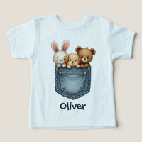 Animais Bebês Adoráveis no Bolso de Denim