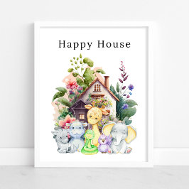 Animais Bebês Fofos E Sua Casa Feliz | Poster