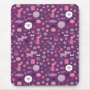 Animais bonitos & material para o roxo Mousepad
