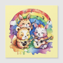 Animais bonitos tocando música no arco-íris