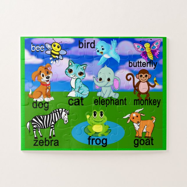 Animais com Palavras Quebra-cabeça de serra (Horizontal)