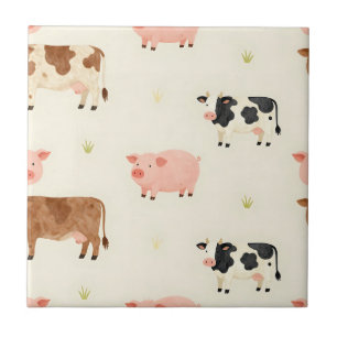 Animais da Fazenda Aquarela Padrão Fofo