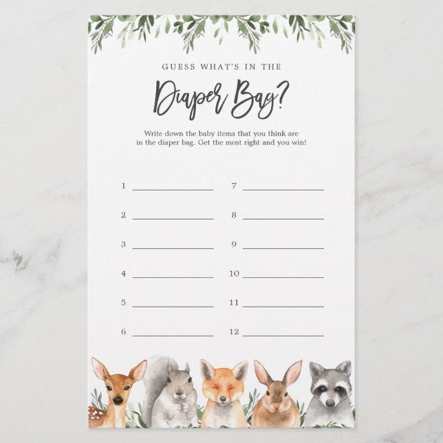 Animais da Floresta Adivinham O que há na Fralda (Frente)