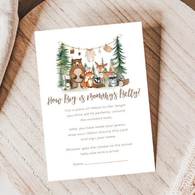 Animais da Floresta Chá de Bebê Qual é o Tamanho J (Woodland Animals Adventure Awaits Rustic Baby Shower Game)