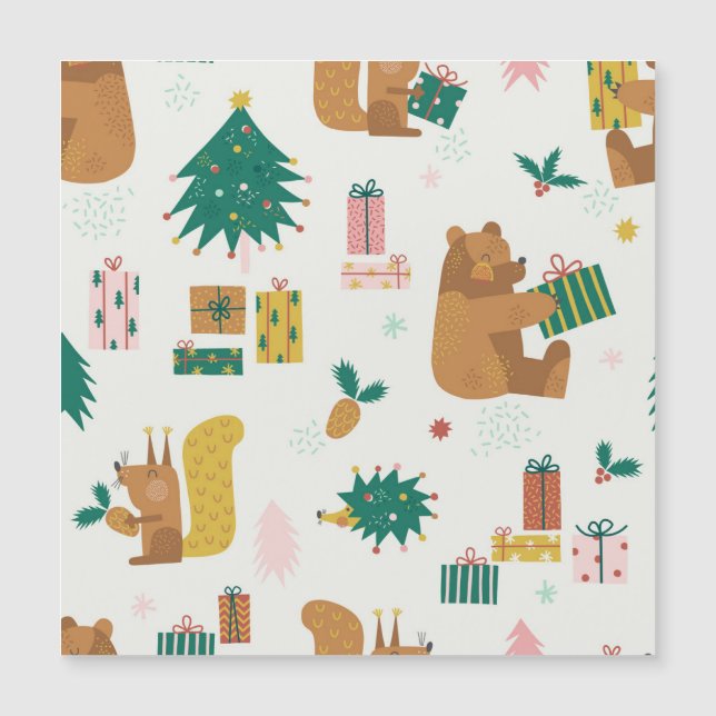 Animais da Floresta de Natal: Estilo Vintage (Frente)