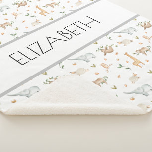 Animais da floresta nome de bebê cobertor personal