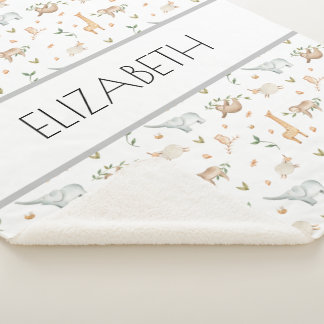 Animais da floresta nome de bebê cobertor personal