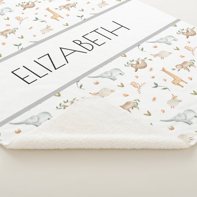 Animais da floresta nome de bebê cobertor personal (3/4)