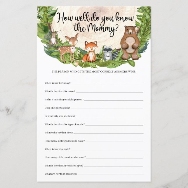 Animais da Floresta Quão Bem Você Conhece a Mamãe (Frente)