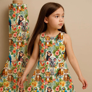 Animais da Selva Bebê Estampa de Tecido para Berçá