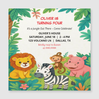 Animais da Selva - Boas de Aniversário Magnéticas