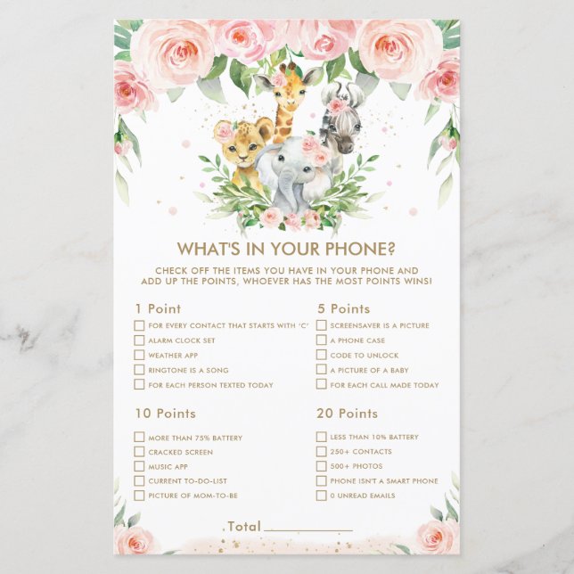 Animais da Selva Floral O que há no seu jogo telef (Frente)