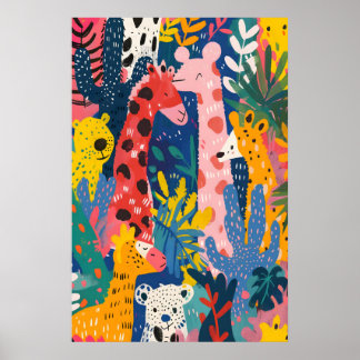 Animais da Selva Inspirados em Matisse Impressão d