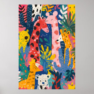 Animais da Selva Inspirados em Matisse Impressão d