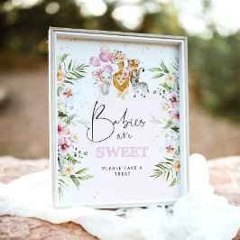 Animais de açafrão floral Os bebês são Poster doce