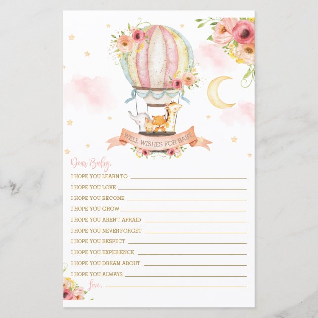 Animais de Balão de Ar Quente Desejam Mensagem de  (Frente)