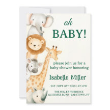 Animais de Convite para Chás de fraldas Safari Edi