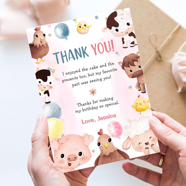 Animais de Exploração Balões Cartões de agradecime (Criador carregado)