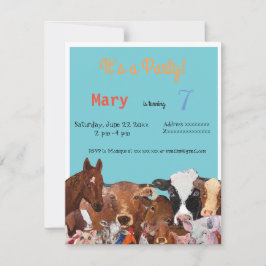 Animais de exploração, convite de aniversário