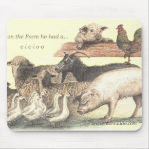 animais de fazenda Mousepad do e-i-e-i-o-o