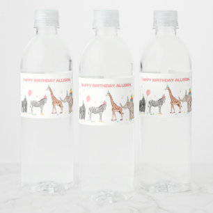 Animais de festa Aniversário Selvagem Um Rótulo de