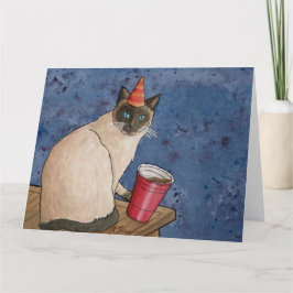 Animais de festa: Cartão de gato siamês 8,5"x11"