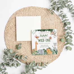 Animais de festa Selvagem Um Cartão de Convite de 