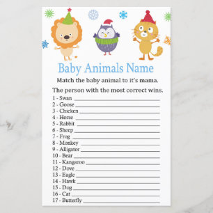 Animais de inverno Animais de bebê Nome chá de f