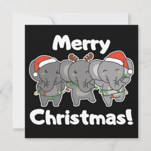 Animais de Natal Elefantes Alegres Convite