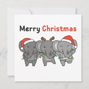 Animais De Natal Elefantes Convite Alegre Elefante
