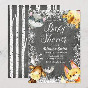 Animais de Natal Woodland Bebê Convites para Chuve