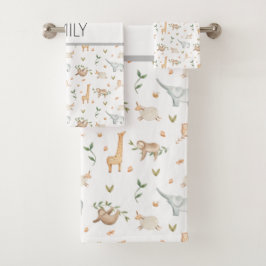 Animais de safari bonitos, toalha de banho