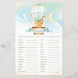 Animais do Balão de Ar Quente Nomeiam Jogo de Anim