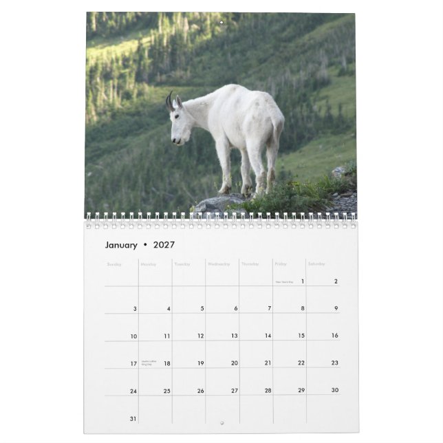 Animais do calendário do parque nacional 2015 de (Jan 2027)