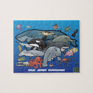 Animais do oceano - quebra-cabeça de serra de