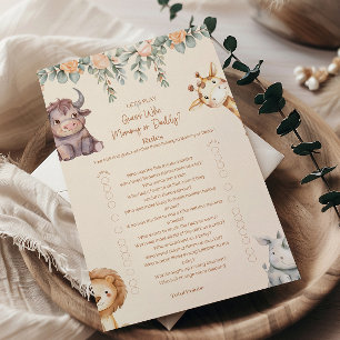 Animais do Safari Adivinhe Quem - Chá de Bebê