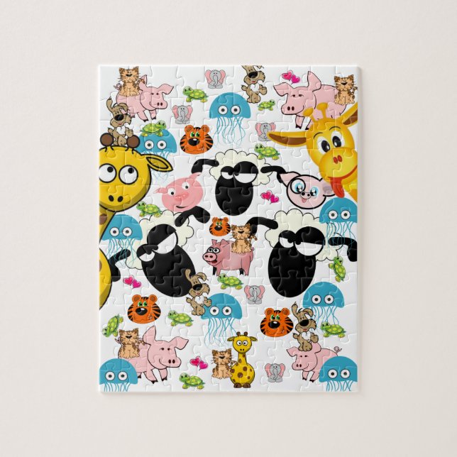 Animais do Zoo quebra-cabeça Porcos Girafa (Vertical)