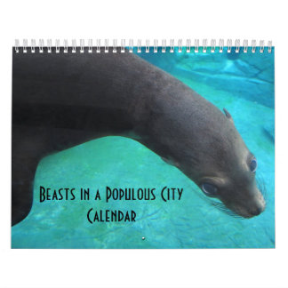 Animais em uma cidade populoso - calendário