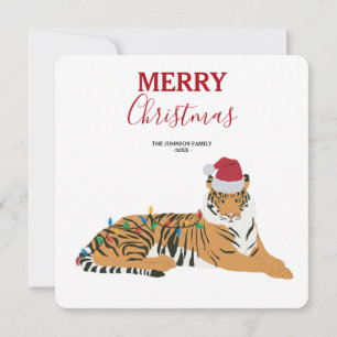 Animais Engraçados de Natal Tiger com Cartão de Pa