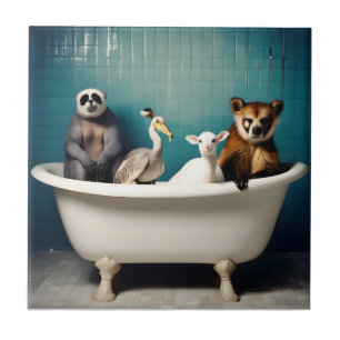 Animais engraçados no banheiro