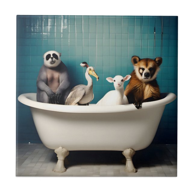 Animais engraçados no banheiro (Frente)